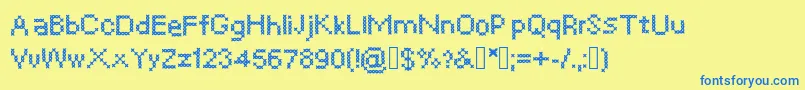 Crosssew Font – Blue Fonts on Yellow Background
