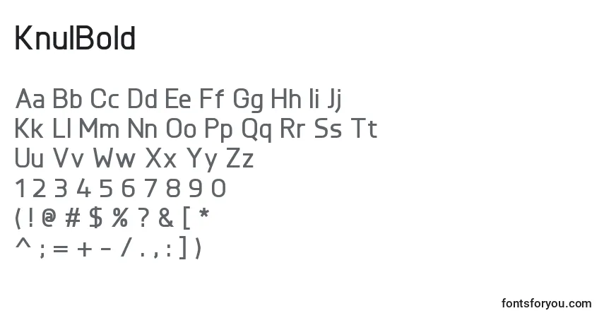 Czcionka KnulBold – alfabet, cyfry, specjalne znaki