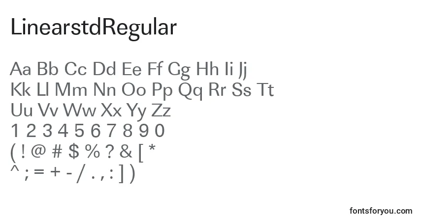 A fonte LinearstdRegular – alfabeto, números, caracteres especiais
