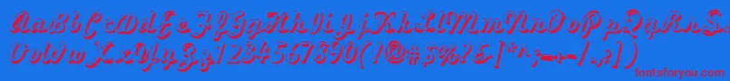フォントMarketingscript Shadow – 赤い文字の青い背景