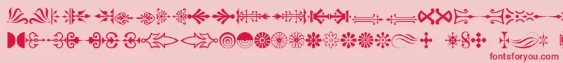 Pcornaments-Schriftart – Rote Schriften auf rosa Hintergrund