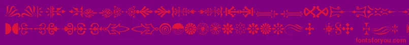 Pcornaments Font – Red Fonts on Purple Background