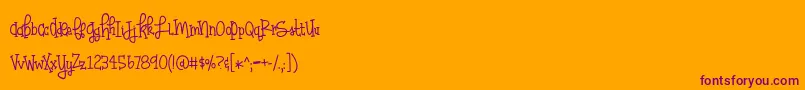 Czcionka Huffleclaw – fioletowe czcionki na pomarańczowym tle
