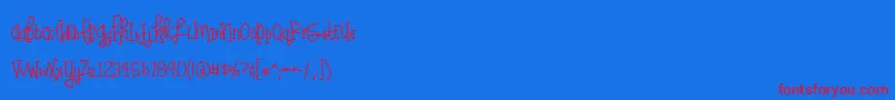 Czcionka Huffleclaw – czerwone czcionki na niebieskim tle