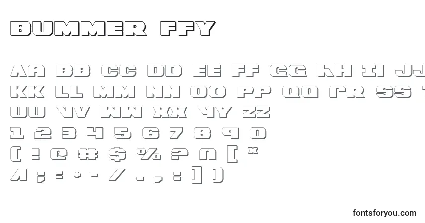 Schriftart Bummer ffy – Alphabet, Zahlen, spezielle Symbole