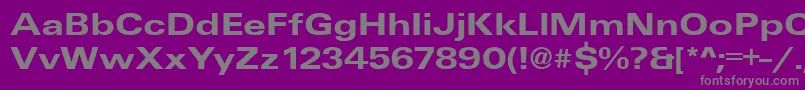 Fonte UniqueExtendedBold – fontes cinzas em um fundo violeta