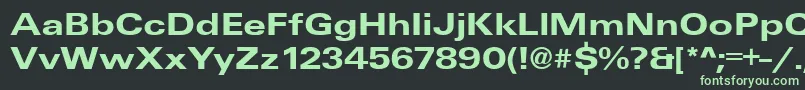 UniqueExtendedBold-fontti – vihreät fontit mustalla taustalla