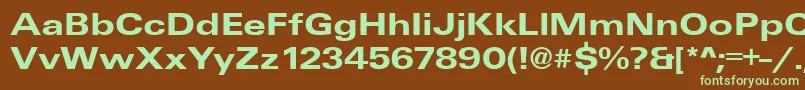 Czcionka UniqueExtendedBold – zielone czcionki na brązowym tle