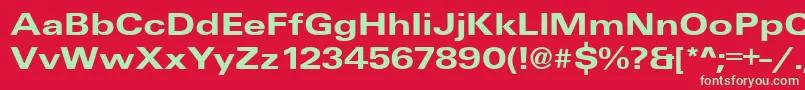Czcionka UniqueExtendedBold – zielone czcionki na czerwonym tle