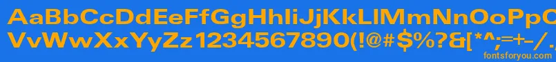 UniqueExtendedBold Font – Orange Fonts on Blue Background