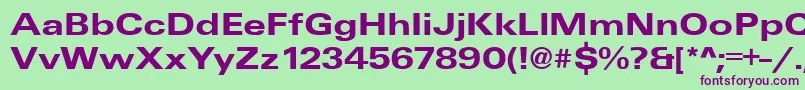 UniqueExtendedBold-fontti – violetit fontit vihreällä taustalla