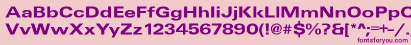 UniqueExtendedBold-fontti – violetit fontit vaaleanpunaisella taustalla