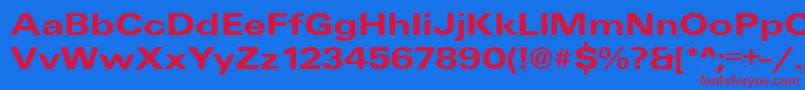UniqueExtendedBold-Schriftart – Rote Schriften auf blauem Hintergrund