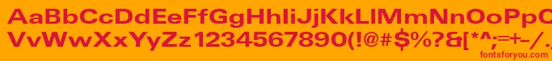 UniqueExtendedBold-fontti – punaiset fontit oranssilla taustalla