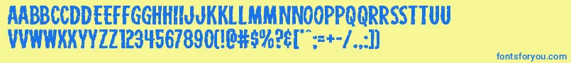 フォントCarnivalcorpseexpand – 青い文字が黄色の背景にあります。