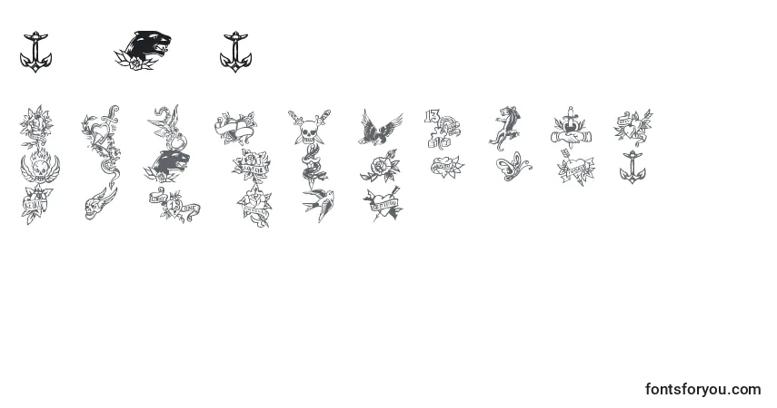 Czcionka TrueManTattoos – alfabet, cyfry, specjalne znaki