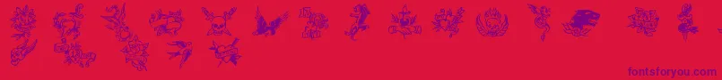 fuente TrueManTattoos – Fuentes Moradas Sobre Fondo Rojo