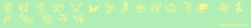 TrueManTattoos Font – Yellow Fonts on Green Background