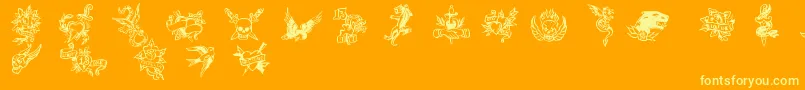 TrueManTattoos Font – Yellow Fonts on Orange Background