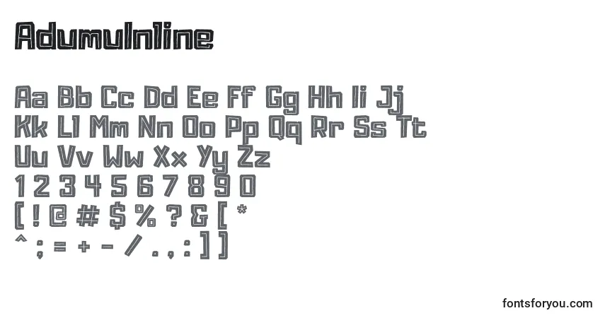 AdumuInline Font – alphabet, numbers, special characters