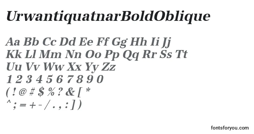 A fonte UrwantiquatnarBoldOblique – alfabeto, números, caracteres especiais