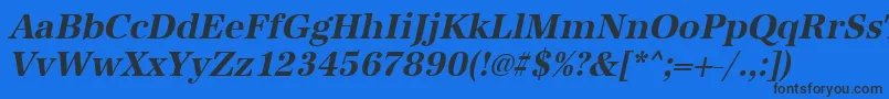 UrwantiquatnarBoldOblique-Schriftart – Schwarze Schriften auf blauem Hintergrund