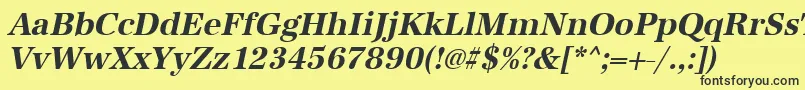 UrwantiquatnarBoldOblique-Schriftart – Schwarze Schriften auf gelbem Hintergrund