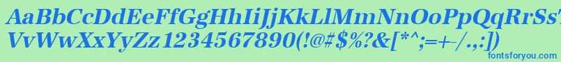 Шрифт UrwantiquatnarBoldOblique – синие шрифты на зелёном фоне