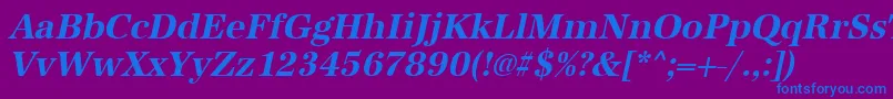 UrwantiquatnarBoldOblique-Schriftart – Blaue Schriften auf violettem Hintergrund