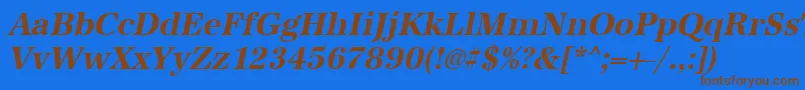 Czcionka UrwantiquatnarBoldOblique – brązowe czcionki na niebieskim tle
