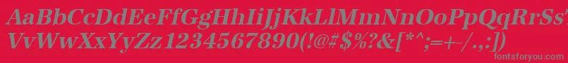 UrwantiquatnarBoldOblique-Schriftart – Graue Schriften auf rotem Hintergrund