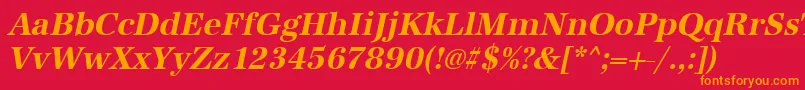 フォントUrwantiquatnarBoldOblique – 赤い背景にオレンジの文字