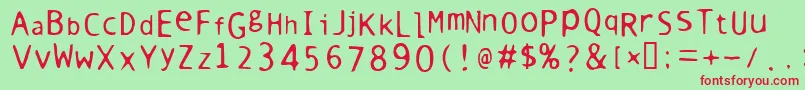 フォントWarmmilk – 赤い文字の緑の背景