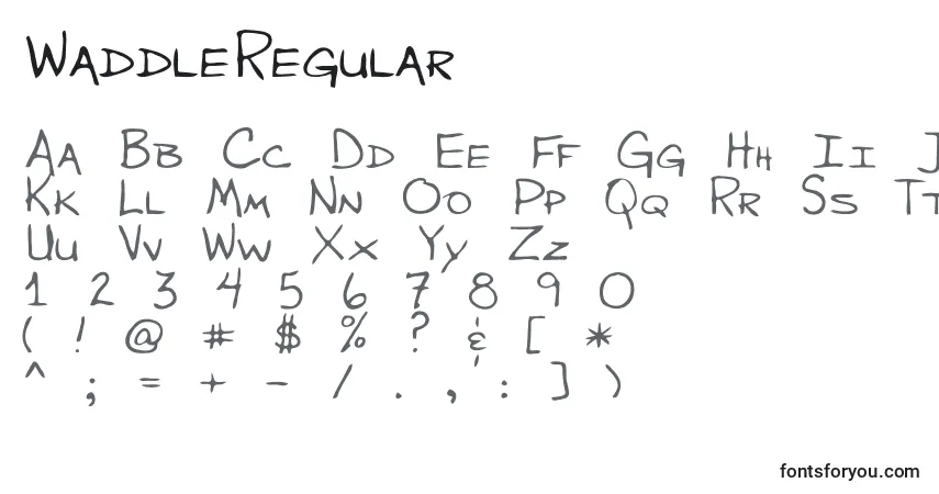 Schriftart WaddleRegular – Alphabet, Zahlen, spezielle Symbole