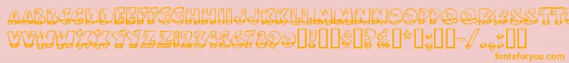 フォントBodiemfholly – オレンジの文字がピンクの背景にあります。