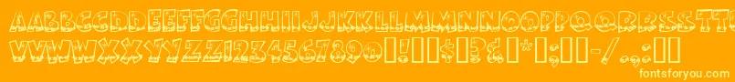 Bodiemfholly-Schriftart – Gelbe Schriften auf orangefarbenem Hintergrund