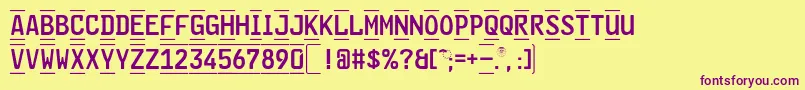 GlNummernschildBMtl Font – Purple Fonts on Yellow Background