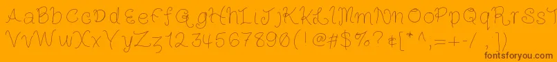 Louiseshand-Schriftart – Braune Schriften auf orangefarbenem Hintergrund