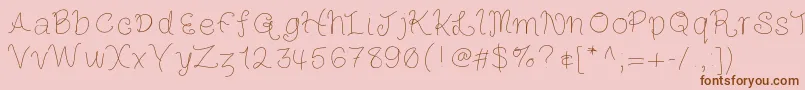 Louiseshand Font – Brown Fonts on Pink Background