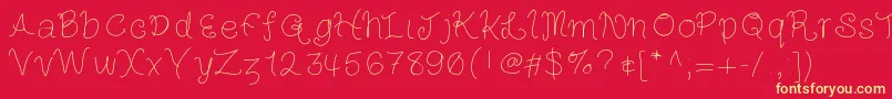 Louiseshand Font – Yellow Fonts on Red Background