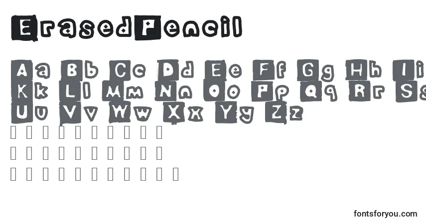 ErasedPencil-fontti – aakkoset, numerot, erikoismerkit