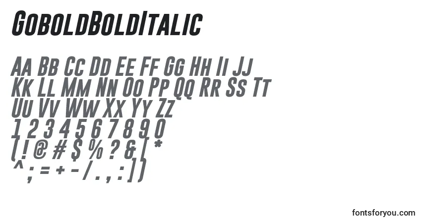 GoboldBoldItalic-fontti – aakkoset, numerot, erikoismerkit
