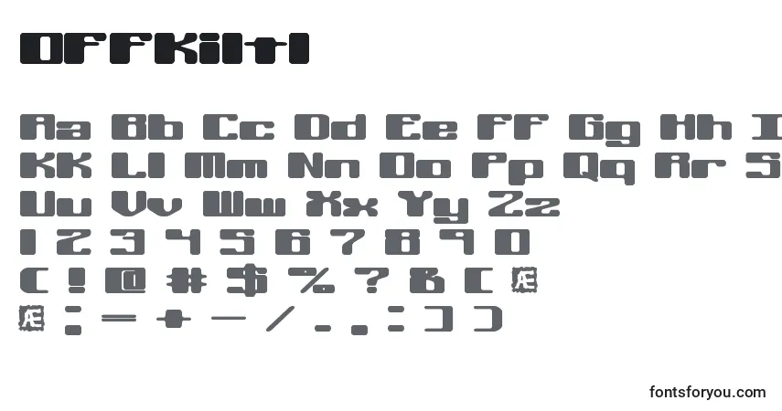 Schriftart Offkiltl – Alphabet, Zahlen, spezielle Symbole