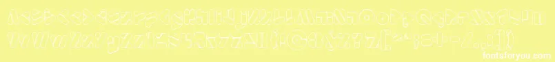 Fonte EmperorOfJapanHollow – fontes brancas em um fundo amarelo