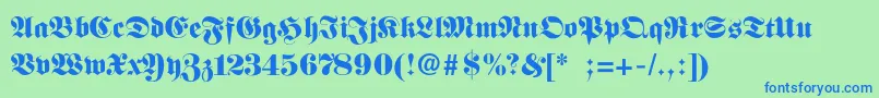 FettefrakturSemibold Font – Blue Fonts on Green Background