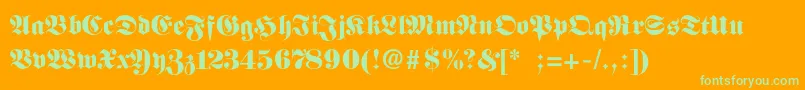 FettefrakturSemibold Font – Green Fonts on Orange Background