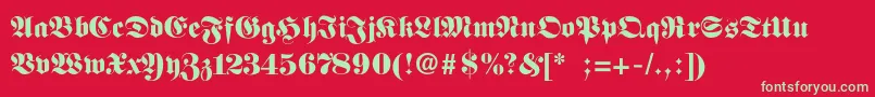 FettefrakturSemibold Font – Green Fonts on Red Background