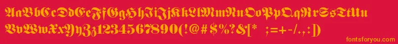 FettefrakturSemibold Font – Orange Fonts on Red Background