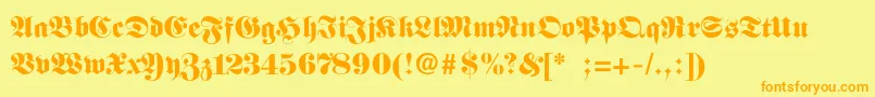 FettefrakturSemibold Font – Orange Fonts on Yellow Background