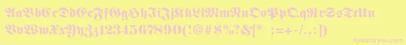 FettefrakturSemibold-fontti – vaaleanpunaiset fontit keltaisella taustalla